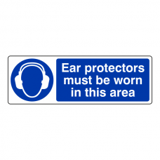 Ear Protectors Must Be Worn Sign (Landscape)