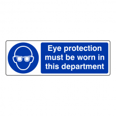 Eye Protection Must be Worn in This Department Sign (Landscape)