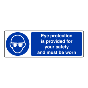 Eye Protection is Provided Sign (Landscape)