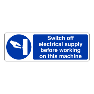 Switch Off Electricity Supply Before Working Sign (Landscape)