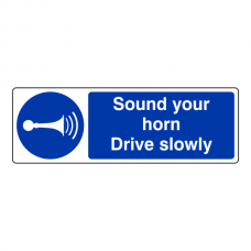 Sound Your Horn Drive Slowly Sign (Landscape)