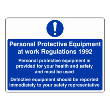 PPE at Work Regulations 1982 Health & Safety Sign (Large Landscape)