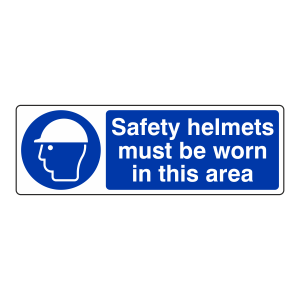 Safety Helmets Must Be Worn In This Area Sign (Landscape)
