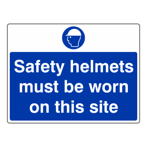 Safety Helmets Must Be Worn On This Site Sign (Large Landscape)