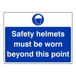 Safety Helmets Must Be Worn Beyond This Point Sign (Large Landscape)