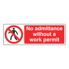 No Admittance Without Work Permit Sign (Landscape)