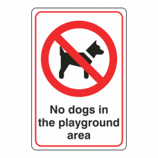No Dogs In The Playground Area Sign
