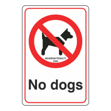 No Dogs Sign with Penalty