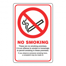 No Smoking - A Complaint May Be Made Sign