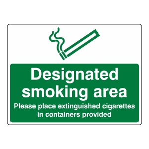 Designated Smoking Area - Extinguished Cigarettes Sign (Large Landscape)