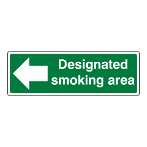 Designated Smoking Area Arrow Left Sign (Landscape)