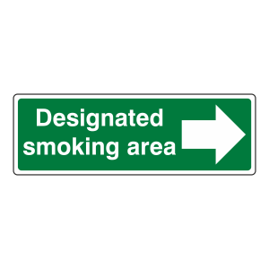 Designated Smoking Area Arrow Right Sign (Landscape)
