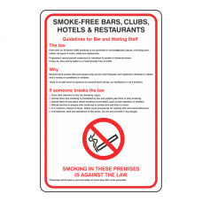 Smoke Free Bars, Clubs, Hotels And Restaurants Sign
