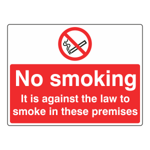 No Smoking In These Premises Sign (Large Landscape)