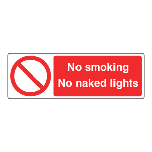 No Smoking No Naked Lights Sign (Landscape)
