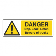 Danger Stop Look Listen Trucks Sign (Landscape)