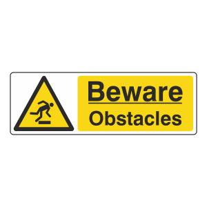 Beware Obstacles Sign (Landscape)