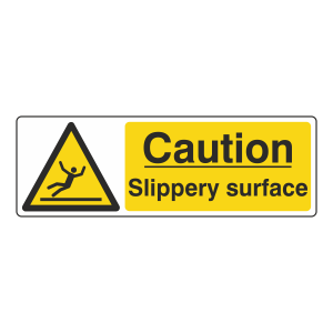 Caution Slippery Surface Sign (Landscape)
