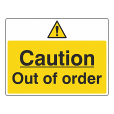 Caution Out Of Order Sign (Large Landscape)
