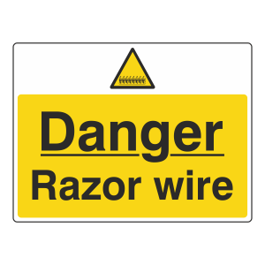 Danger Razor Wire Sign (Large Landscape)