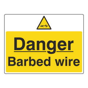 Danger Barbed Wire Sign (Large Landscape)