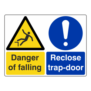 Danger Of Falling / Reclose Trap- Door Sign