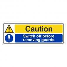 Caution / Switch Off Before Removing Guards Sign (Landscape)
