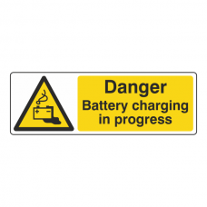 Danger Battery Charging In Progress Sign (Landscape)