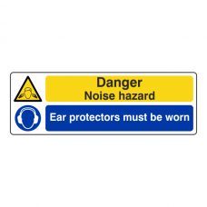 Danger Noise Hazard / Ear Protectors Sign (Landscape)