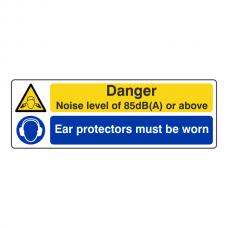 Noise Level 85dB(A) Or Above / Ear Protectors Sign (Landscape)