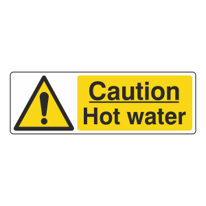Caution Hot Water Sign (Landscape)