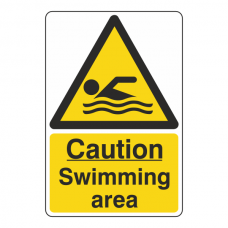 Caution Swimming Area Sign