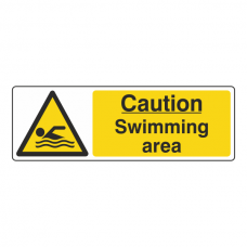 Caution Swimming Area Sign (Landscape)