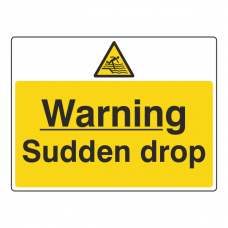 Warning Sudden Drop Sign (Large Landscape)