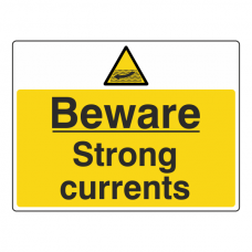 Beware Strong Currents Sign (Large Landscape)