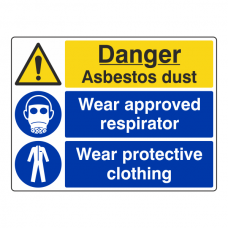 Asbestos Dust / Respirator / Clothing Sign (Large Landscape)