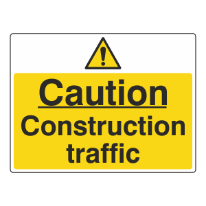 Caution Construction Traffic Sign (Large Landscape)