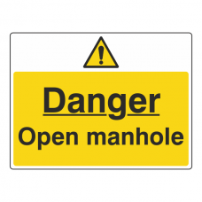 Danger Open Manhole Sign (Large Landscape)
