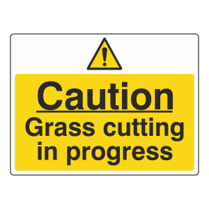 Caution Grass Cutting In Progress Sign (Large Landscape)