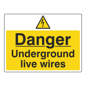 Danger Underground Live Wires Sign (Large Landscape)