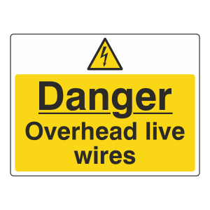 Danger Overhead Live Wires Sign (Large Landscape)