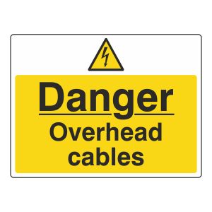 Danger Overhead Cables Sign (Large Landscape)