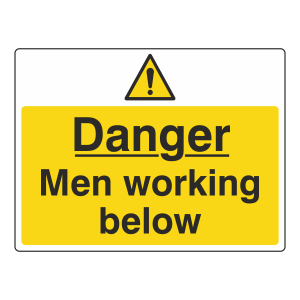Danger Men Working Below Sign (Large Landscape)