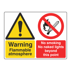 Flammable Atmosphere / No Smoking Sign (Large Landscape)