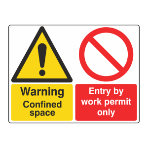 Confined Space / Entry By Work Permit Only Sign (Large Landscape)