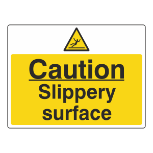 Caution Slippery Surface Sign (Large Landscape)