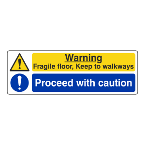 Fragile Floor / Proceed With Caution Sign (Landscape)
