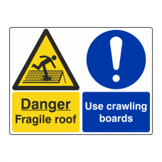 Fragile Roof / Use Crawling Boards Sign (Large Landscape)