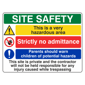 Multi-Hazard Site Safety Very Hazardous Area Sign (Large Landscape)