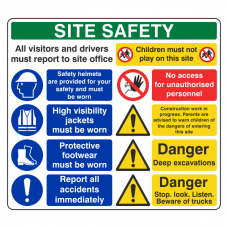 Multi-Hazard Site Safety Children Must Not Play Sign (Large Landscape)